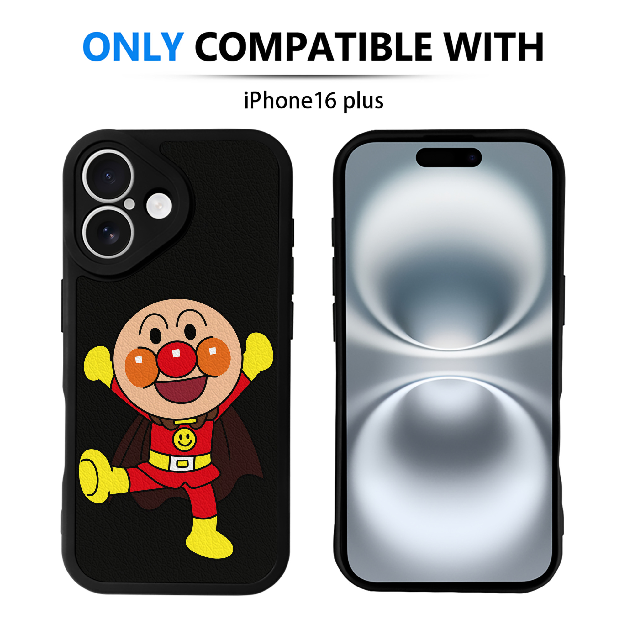 （画像用） アンパンマン Anpanman 【iPhone 16シリーズ対応】シリコンスマホケース（レザー調） 材質：シリコン